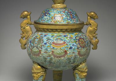 图片[3]-Copper ding-shaped incense burner in cloisonne enamels, Qing dynasty (1644-1911)-China Archive